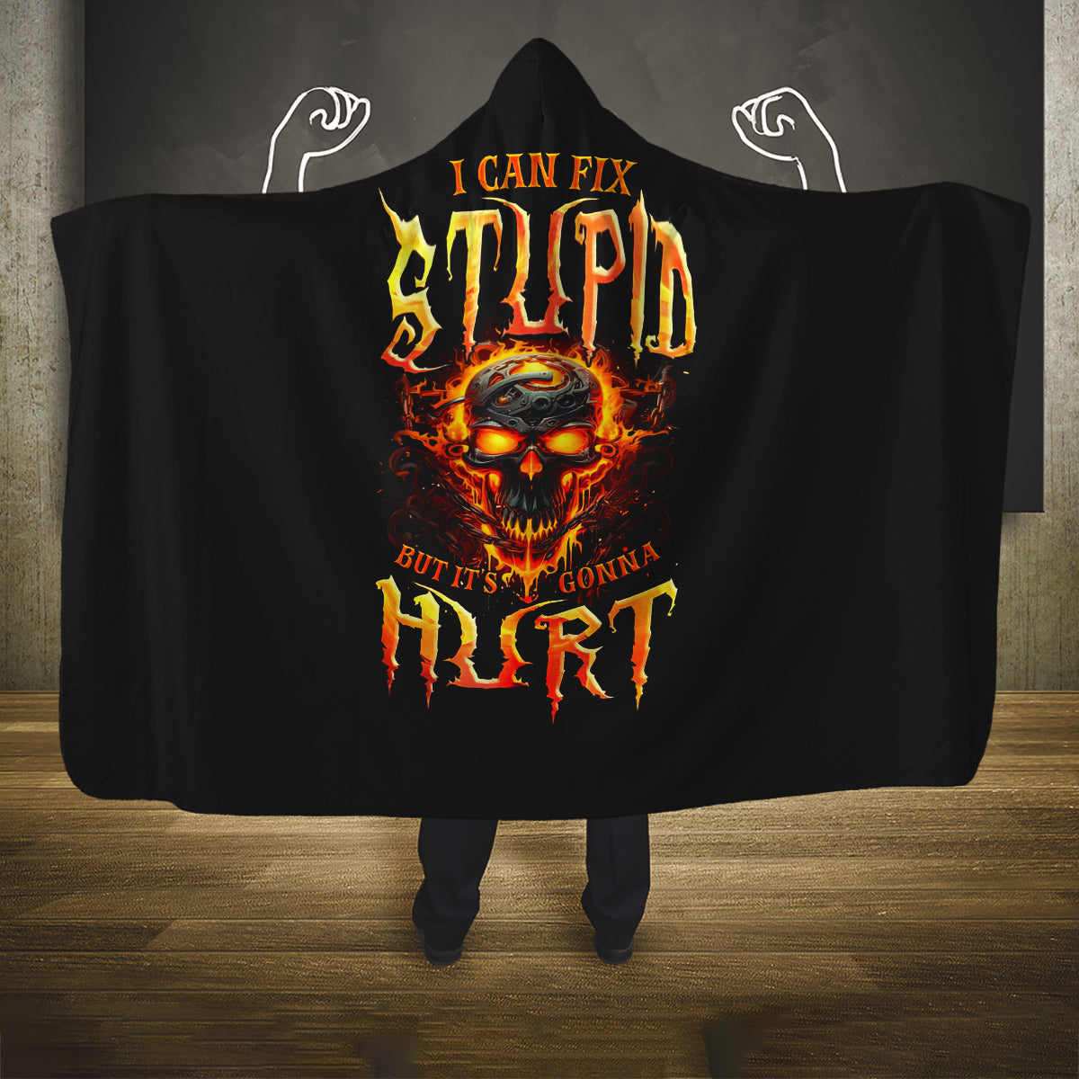 flame-skull-hooded-blanket-i-can-fix-stupid-but-that-hurt