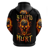 Flame Skull Hoodie I Can Fix Stupid But That Hurt - Wonder Print Shop