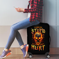 Flame Skull Luggage Cover I Can Fix Stupid But That Hurt - Wonder Print Shop