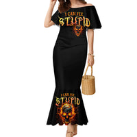 Flame Skull Mermaid Dress I Can Fix Stupid But That Hurt - Wonder Print Shop