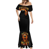 Flame Skull Mermaid Dress I Can Fix Stupid But That Hurt - Wonder Print Shop