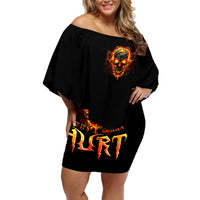 Flame Skull Off Shoulder Short Dress I Can Fix Stupid But That Hurt - Wonder Print Shop