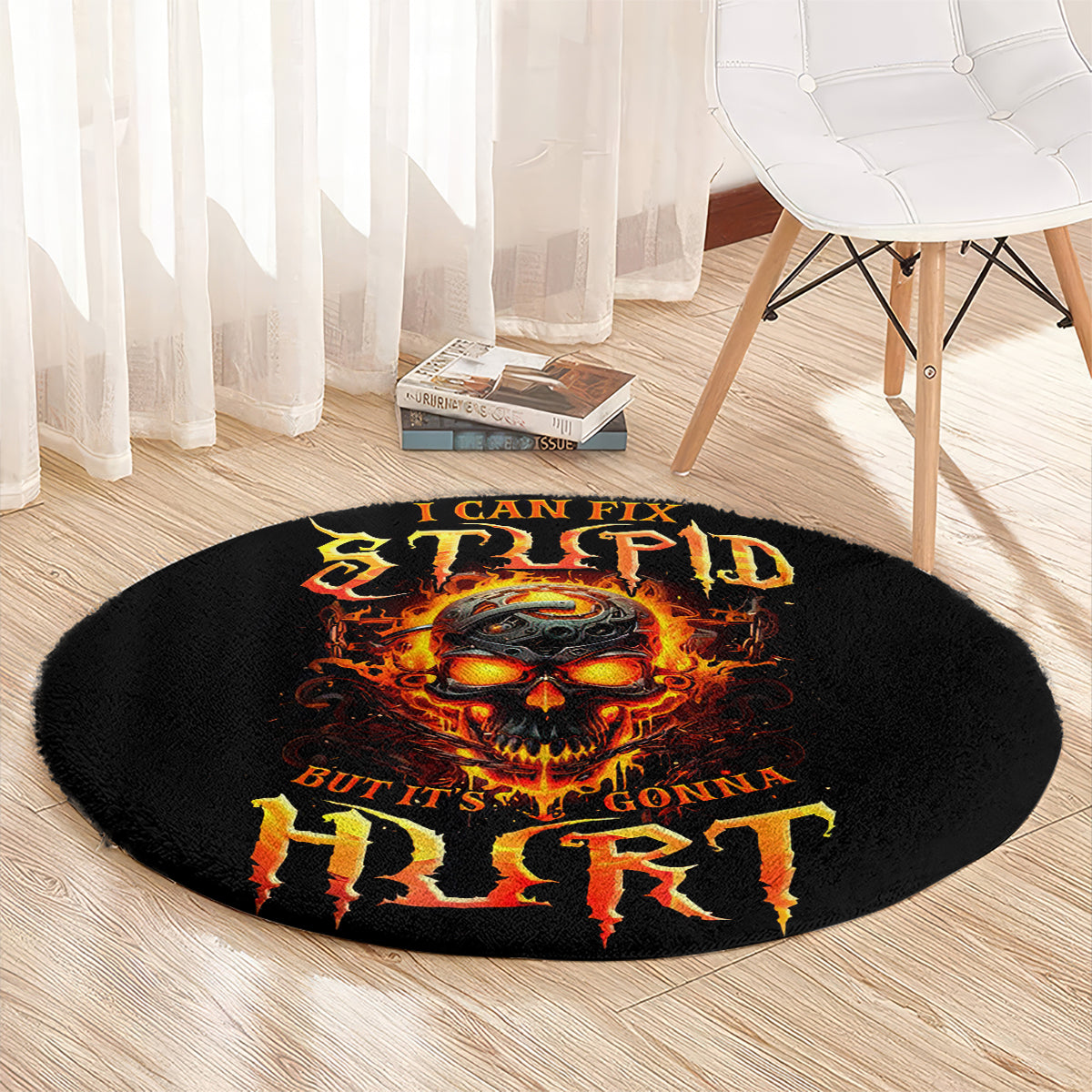 flame-skull-round-carpet-i-can-fix-stupid-but-that-hurt