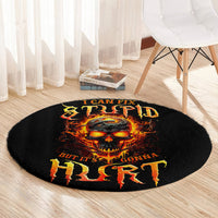 flame-skull-round-carpet-i-can-fix-stupid-but-that-hurt