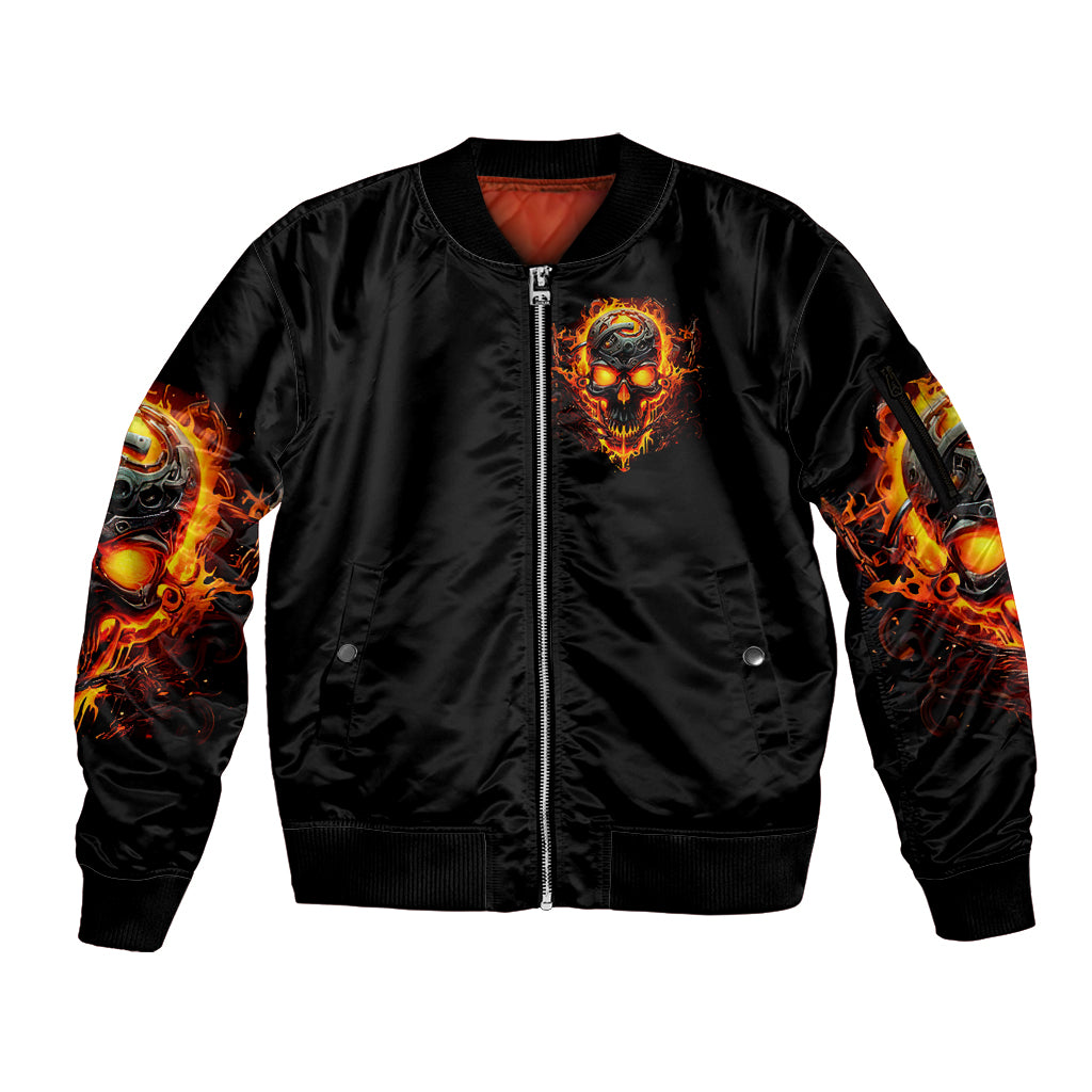 Flame Skull Sleeve Zip Bomber Jacket I Can Fix Stupid But That Hurt - Wonder Print Shop