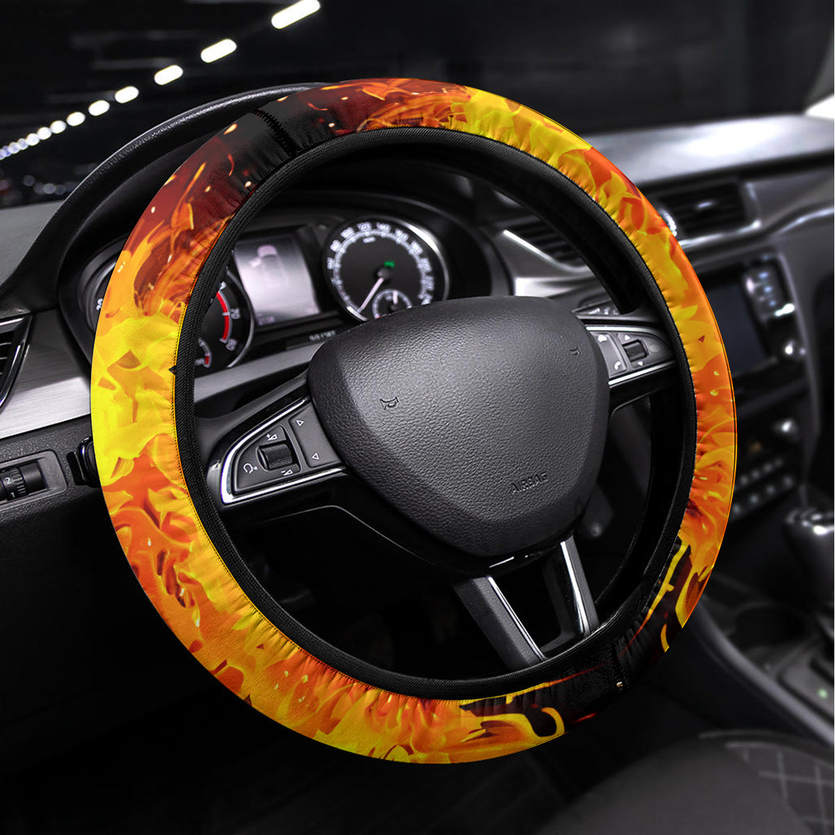 Flame Skull Steering Wheel Cover I Can Fix Stupid But That Hurt - Wonder Print Shop