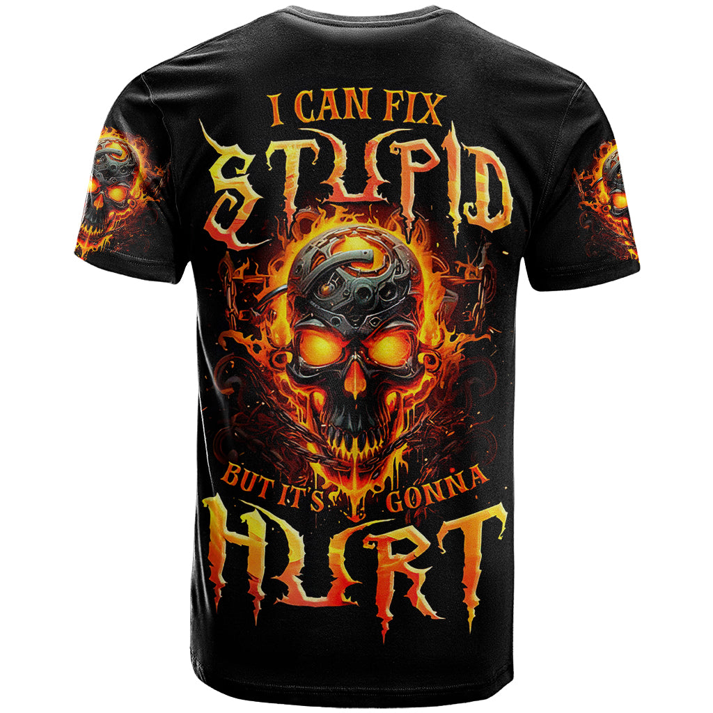 Flame Skull T Shirt I Can Fix Stupid But That Hurt - Wonder Print Shop