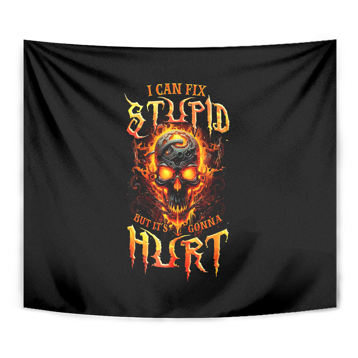 Flame Skull Tapestry I Can Fix Stupid But That Hurt - Wonder Print Shop