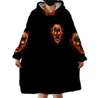 Flame Skull Wearable Blanket Hoodie I Can Fix Stupid But That Hurt - Wonder Print Shop
