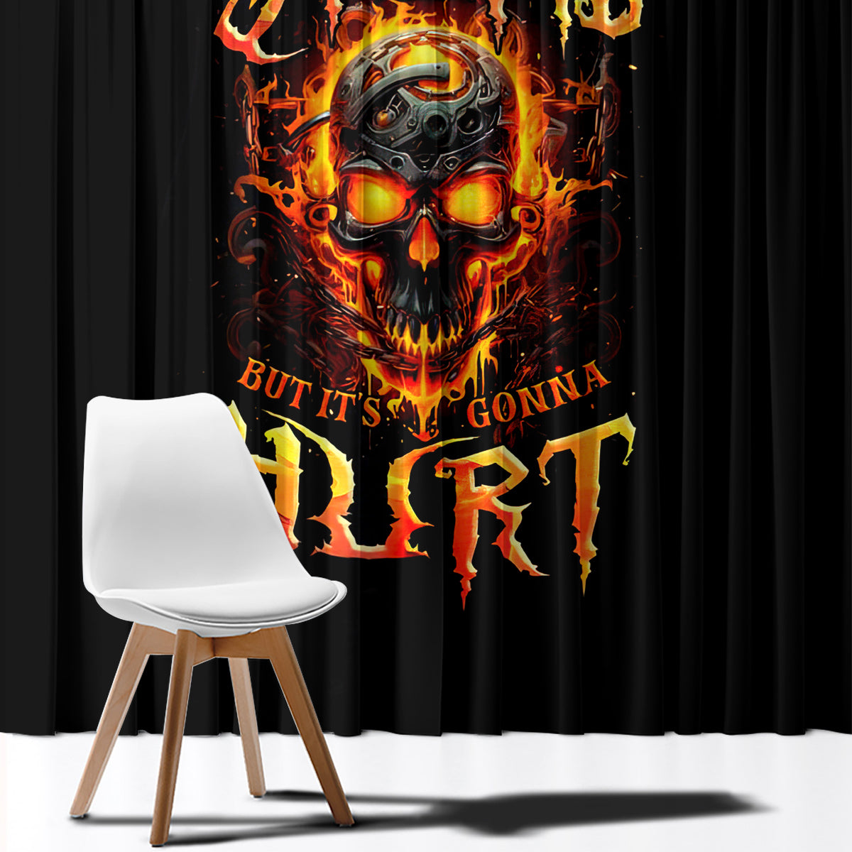 Flame Skull Window Curtain I Can Fix Stupid But That Hurt - Wonder Print Shop