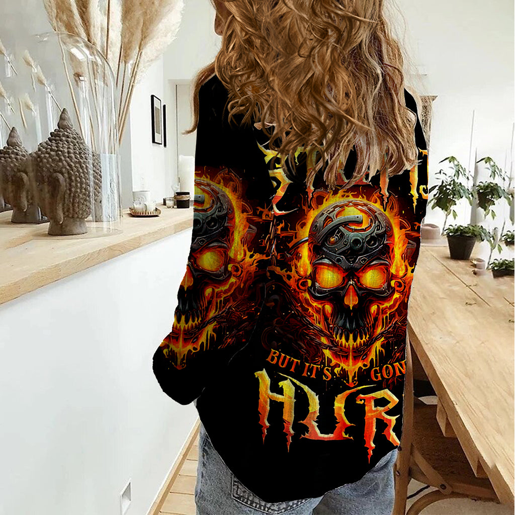 Flame Skull Women Casual Shirt I Can Fix Stupid But That Hurt - Wonder Print Shop