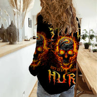 Flame Skull Women Casual Shirt I Can Fix Stupid But That Hurt - Wonder Print Shop