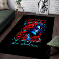 Skull Rose Area Rug I Love My Curve My Tattoo My Imperfection - Wonder Print Shop