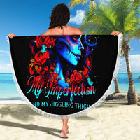 Skull Rose Beach Blanket I Love My Curve My Tattoo My Imperfection - Wonder Print Shop