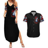 Skull Rose Couples Matching Summer Maxi Dress and Hawaiian Shirt I Love My Curve My Tattoo My Imperfection - Wonder Print Shop
