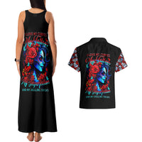 Skull Rose Couples Matching Tank Maxi Dress and Hawaiian Shirt I Love My Curve My Tattoo My Imperfection - Wonder Print Shop