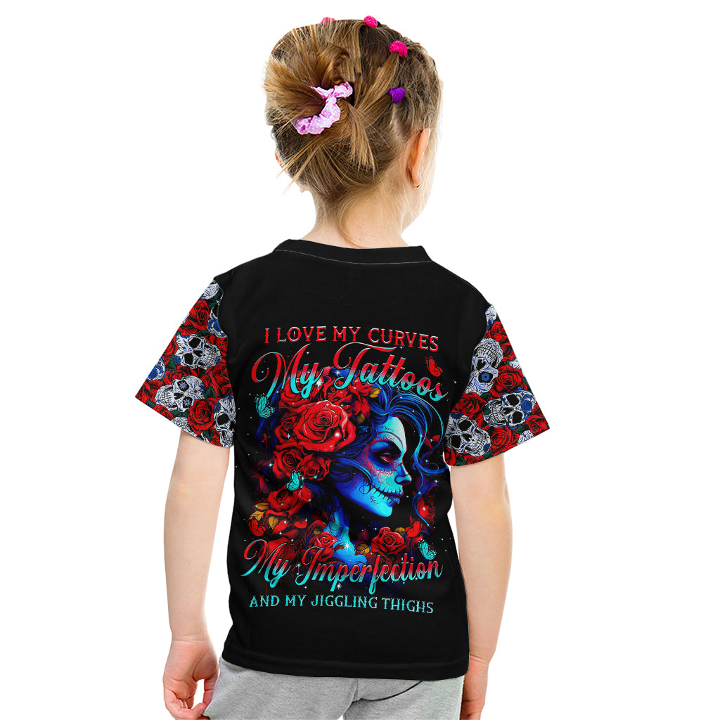 Skull Rose Kid T Shirt I Love My Curve My Tattoo My Imperfection - Wonder Print Shop