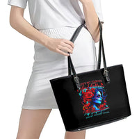 Skull Rose Leather Tote Bag I Love My Curve My Tattoo My Imperfection - Wonder Print Shop