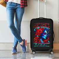Skull Rose Luggage Cover I Love My Curve My Tattoo My Imperfection - Wonder Print Shop