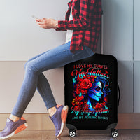 Skull Rose Luggage Cover I Love My Curve My Tattoo My Imperfection - Wonder Print Shop