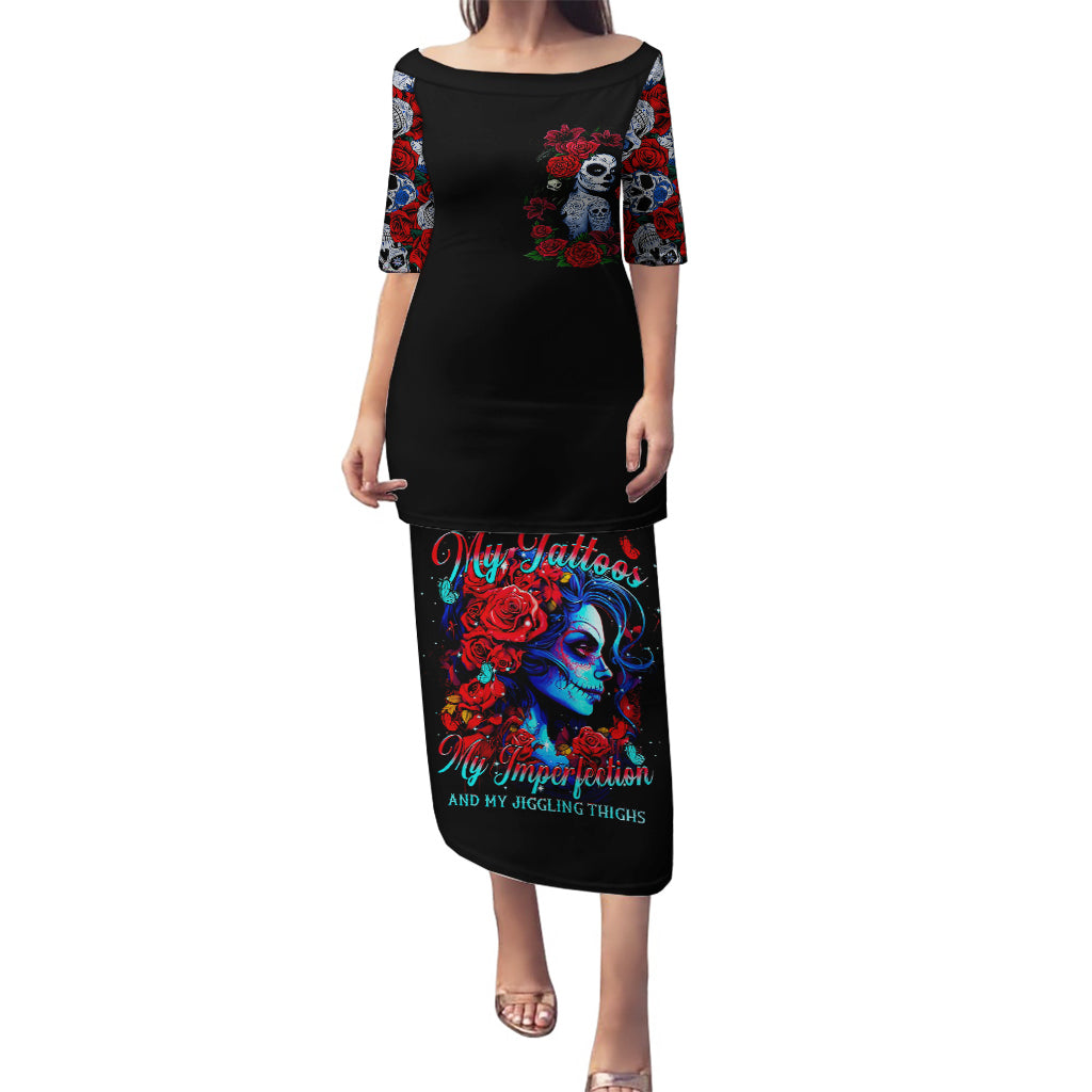 Skull Rose Puletasi I Love My Curve My Tattoo My Imperfection - Wonder Print Shop