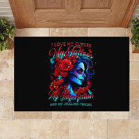 Skull Rose Rubber Doormat I Love My Curve My Tattoo My Imperfection - Wonder Print Shop