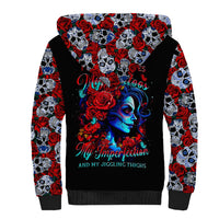 Skull Rose Sherpa Hoodie I Love My Curve My Tattoo My Imperfection - Wonder Print Shop