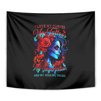 Skull Rose Tapestry I Love My Curve My Tattoo My Imperfection - Wonder Print Shop