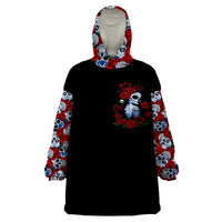 Skull Rose Wearable Blanket Hoodie I Love My Curve My Tattoo My Imperfection - Wonder Print Shop