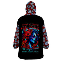 Skull Rose Wearable Blanket Hoodie I Love My Curve My Tattoo My Imperfection - Wonder Print Shop