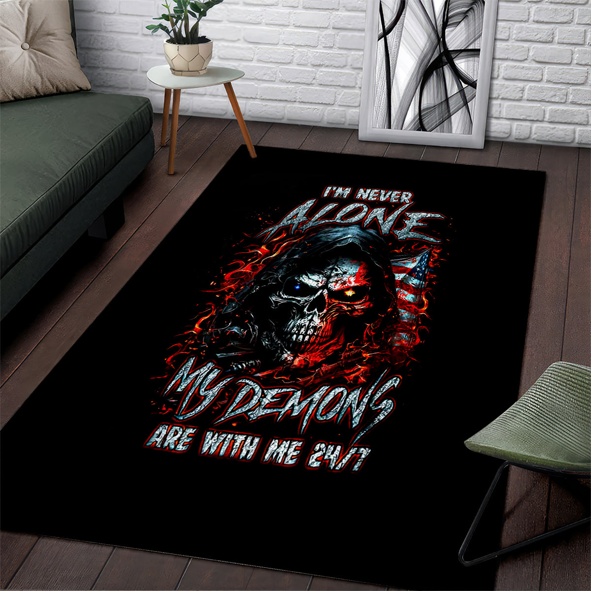 Blood Skull Area Rug I Never Alone My Demon With Me 24/7 - Wonder Print Shop