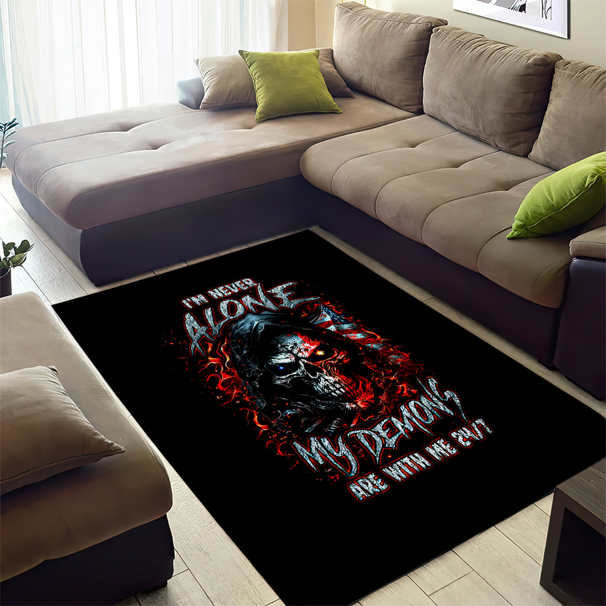 Blood Skull Area Rug I Never Alone My Demon With Me 24/7 - Wonder Print Shop