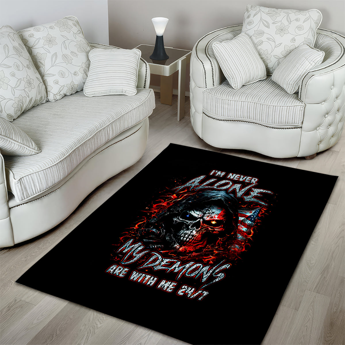 Blood Skull Area Rug I Never Alone My Demon With Me 24/7 - Wonder Print Shop