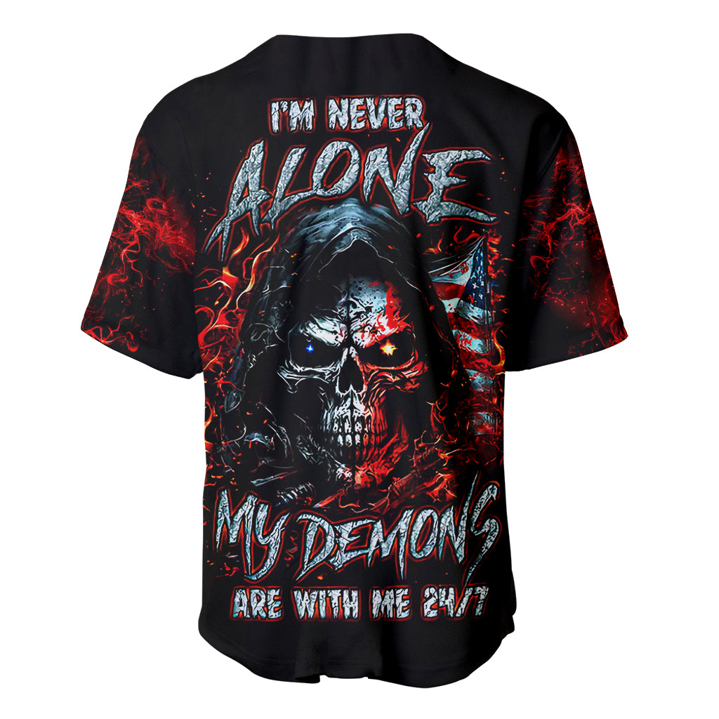 Blood Skull Baseball Jersey I Never Alone My Demon With Me 24/7 - Wonder Print Shop