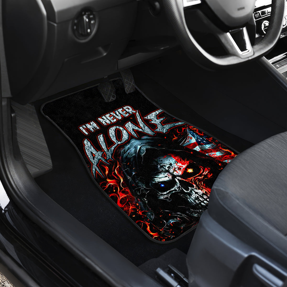 Blood Skull Car Mats I Never Alone My Demon With Me 24/7 - Wonder Print Shop