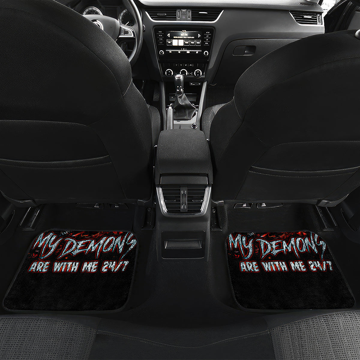 Blood Skull Car Mats I Never Alone My Demon With Me 24/7 - Wonder Print Shop
