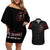 Blood Skull Couples Matching Off Shoulder Short Dress and Hawaiian Shirt I Never Alone My Demon With Me 24/7 - Wonder Print Shop