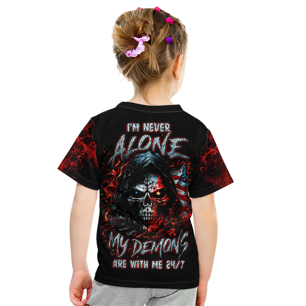 Blood Skull Kid T Shirt I Never Alone My Demon With Me 24/7 - Wonder Print Shop