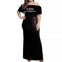 Blood Skull Off Shoulder Maxi Dress I Never Alone My Demon With Me 24/7 - Wonder Print Shop