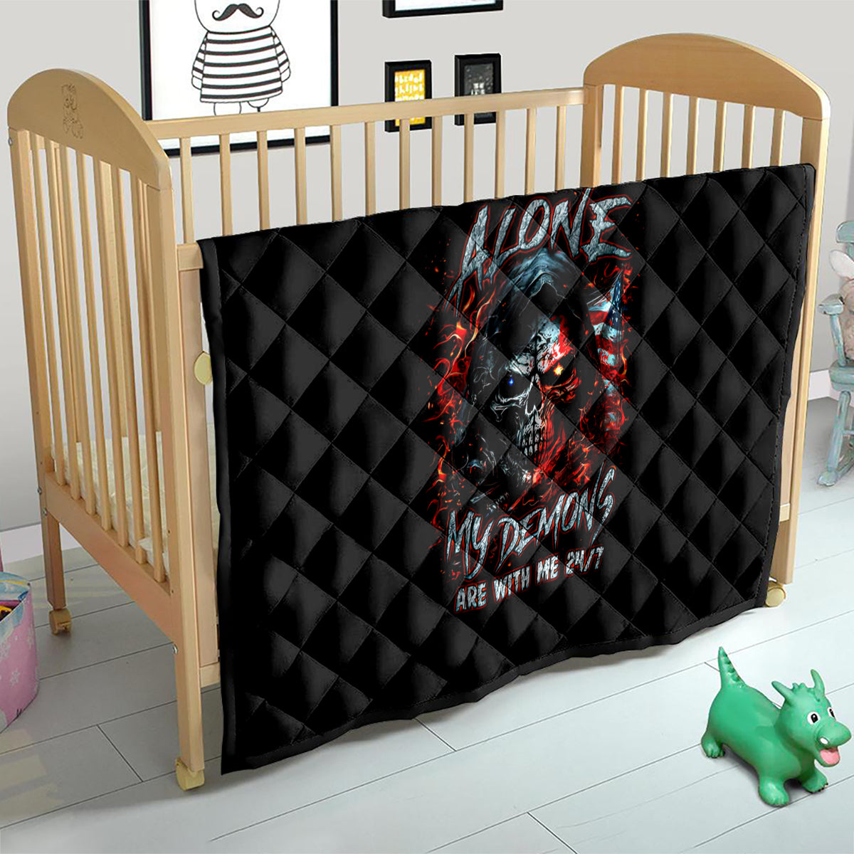 Blood Skull Quilt I Never Alone My Demon With Me 24/7 - Wonder Print Shop