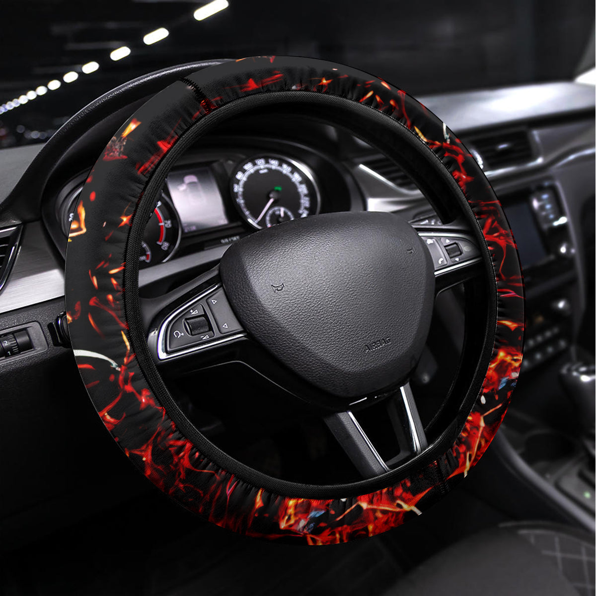 Blood Skull Steering Wheel Cover I Never Alone My Demon With Me 24/7 - Wonder Print Shop