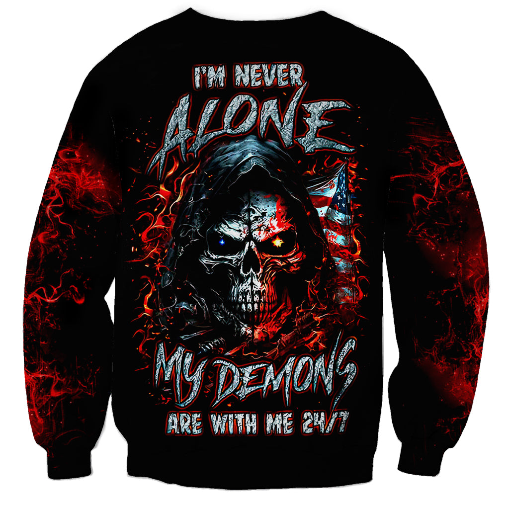 Blood Skull Sweatshirt I Never Alone My Demon With Me 24/7 - Wonder Print Shop
