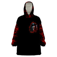 Blood Skull Wearable Blanket Hoodie I Never Alone My Demon With Me 24/7 - Wonder Print Shop