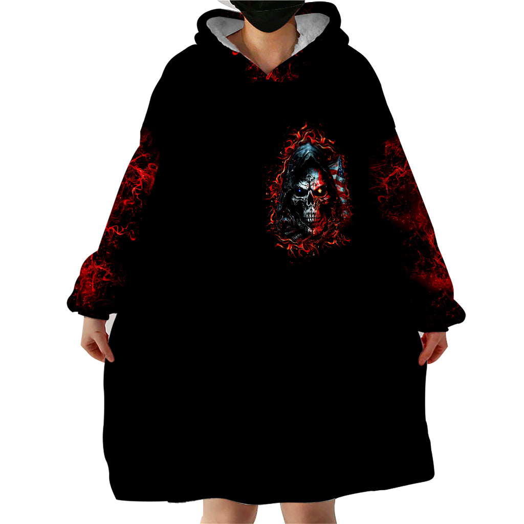 Blood Skull Wearable Blanket Hoodie I Never Alone My Demon With Me 24/7 - Wonder Print Shop
