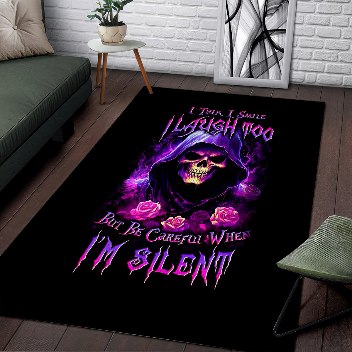 Purple Skull Area Rug I Talk I Smile But Be Carefull When I SIlent - Wonder Print Shop