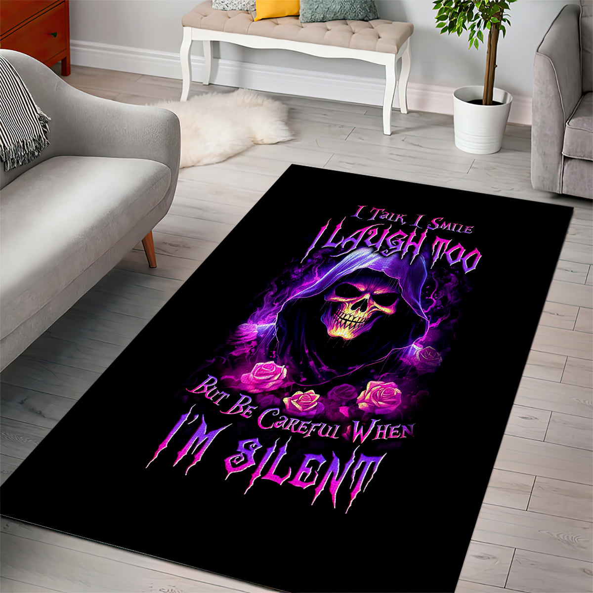 Purple Skull Area Rug I Talk I Smile But Be Carefull When I SIlent - Wonder Print Shop