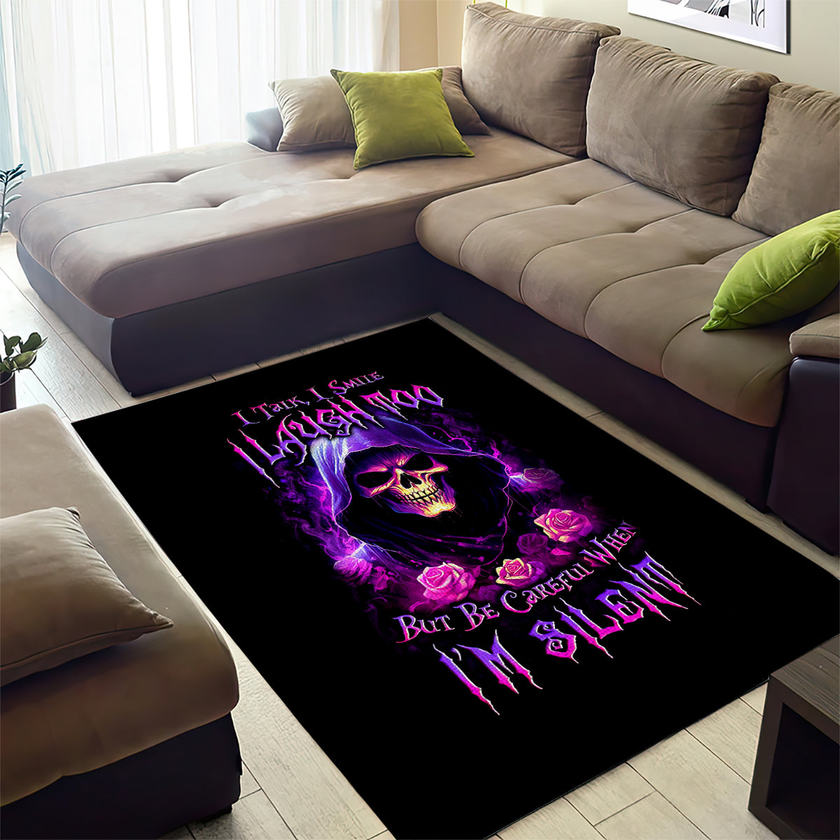 Purple Skull Area Rug I Talk I Smile But Be Carefull When I SIlent - Wonder Print Shop