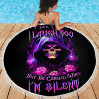 Purple Skull Beach Blanket I Talk I Smile But Be Carefull When I SIlent - Wonder Print Shop