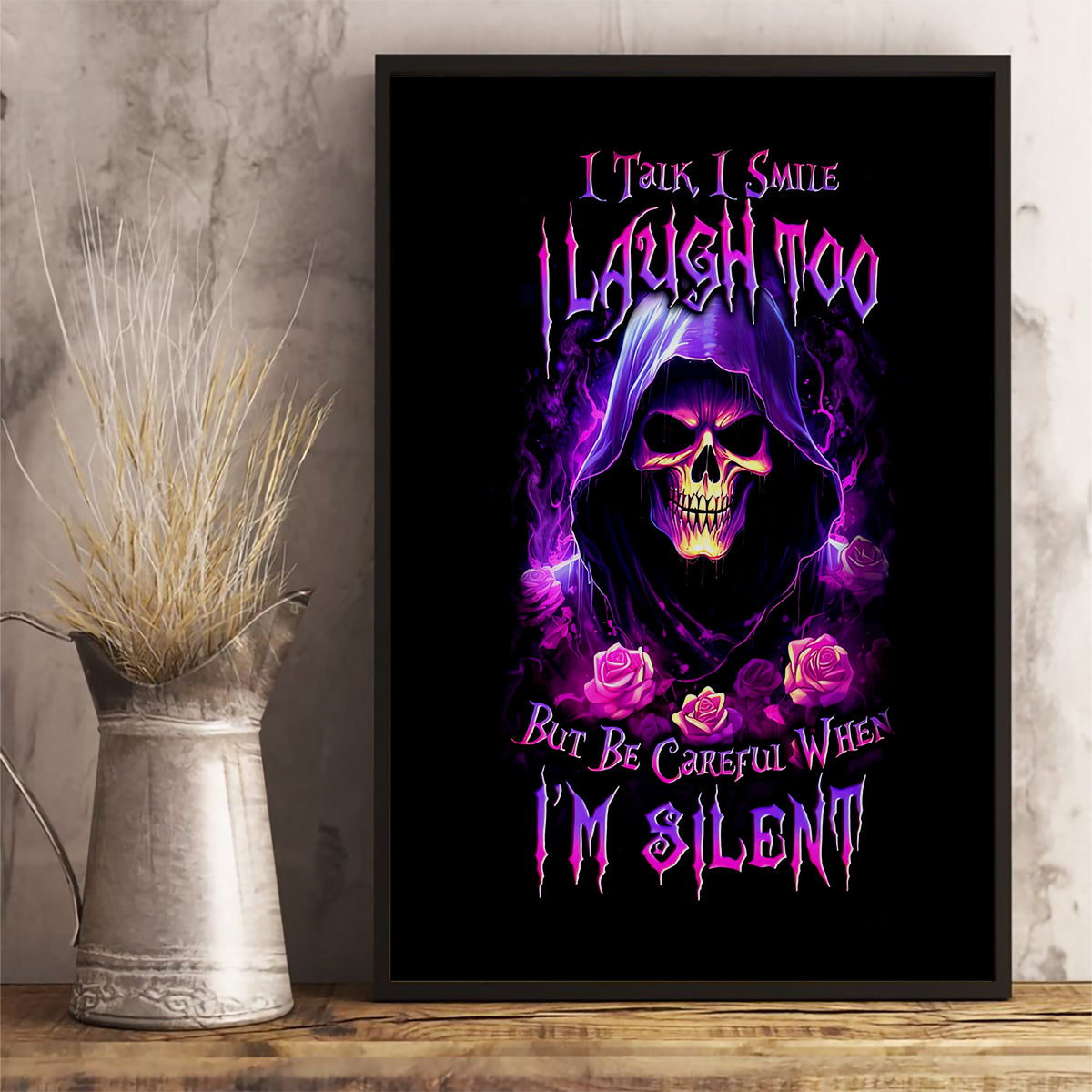 Purple Skull Canvas Wall Art I Talk I Smile But Be Carefull When I SIlent - Wonder Print Shop