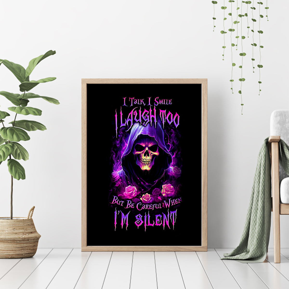 Purple Skull Canvas Wall Art I Talk I Smile But Be Carefull When I SIlent - Wonder Print Shop